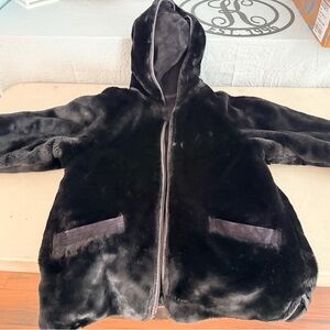 Womens Black reversible Suede/Faux Fur Jacket